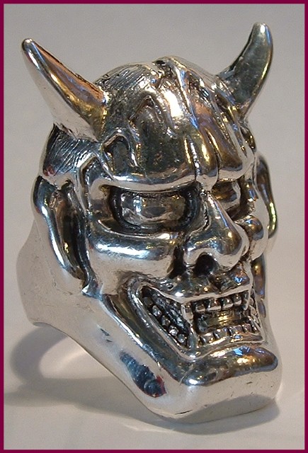 Hannya Mask Ring w/ Hair