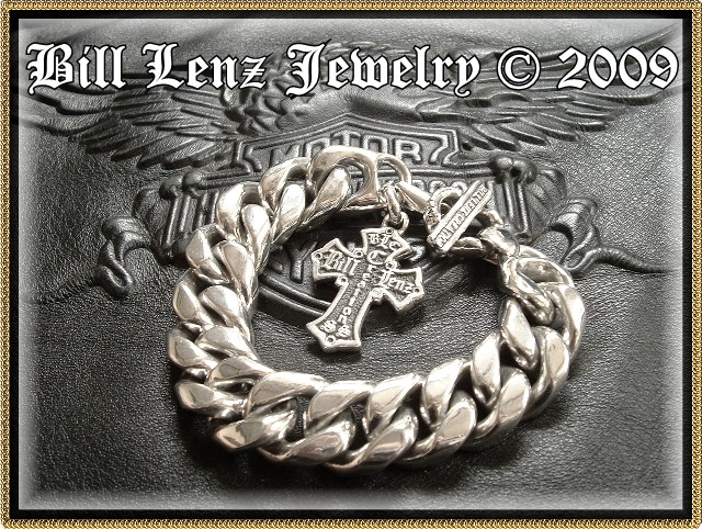 Curb Bracelet w/ Crested Cross Charm