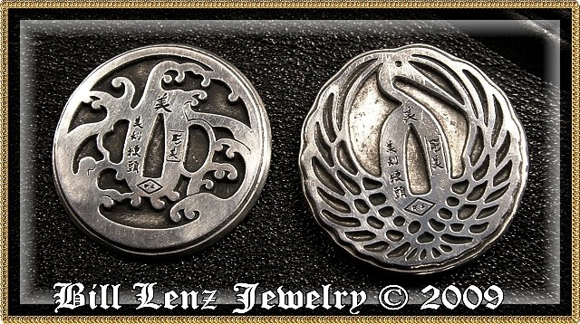 Bill Lenz Wave Tsuba & Crane Tsuba Pendants or Bre