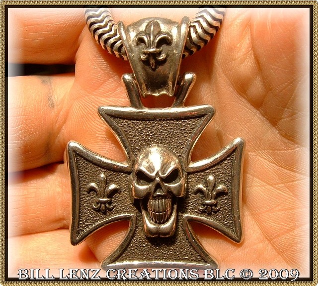 Maltese Cross Skull Pendant