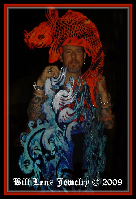 Bill Lenz with Koi Sculpture